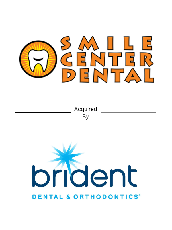 Deal tombstone showing Smile Center Dental partnered with Brident Dental in dental sector