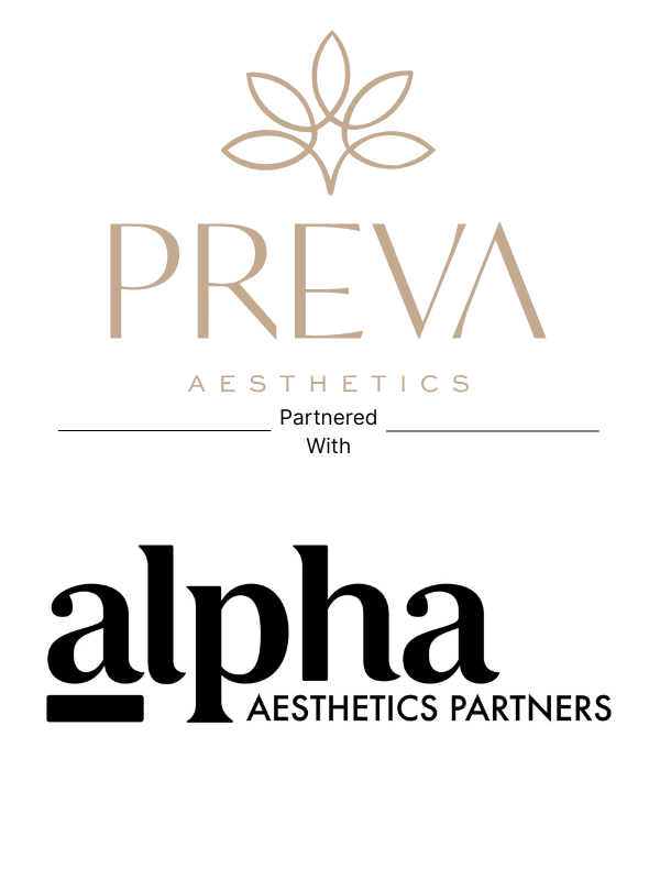 Deal tombstone showing Preva Aesthetics partnered with Alpha Aesthetics Partners in medspa sector.