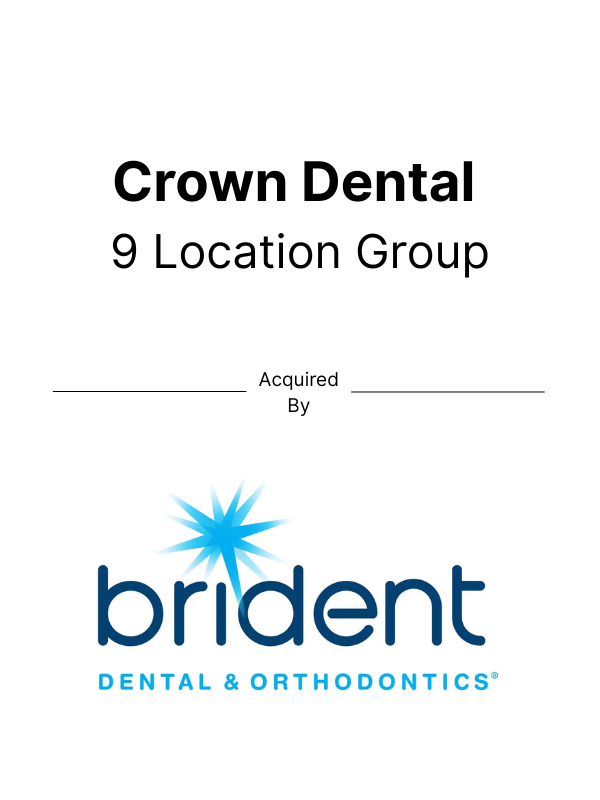 Deal tombstone showing Crown Dental partnered with Brident Dental in dental sector