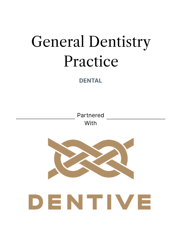 Deal tombstone showing a general dentistry practice partnered with Dentive in dental sector