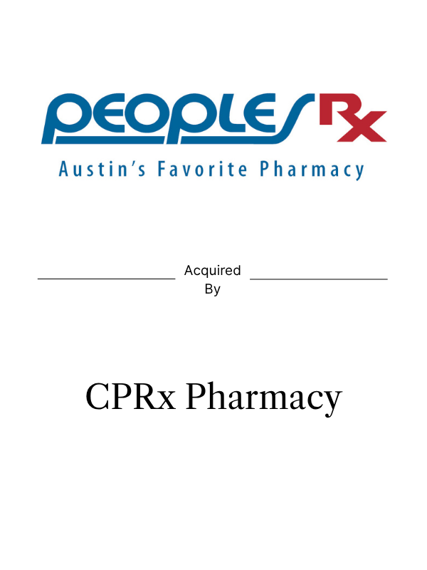 Deal tombstone showing Peoples Rx acquired by CPRx Pharmacy in the pharmacy sector